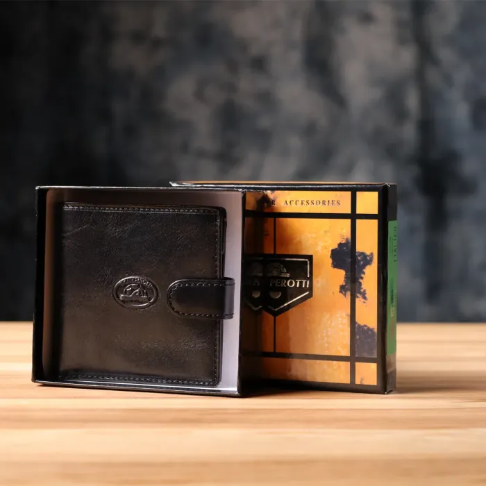 Стильний гаманець унісекс із глянсової натуральної шкіри Tony Perotti 20885_1 (1256 nero) Чорний