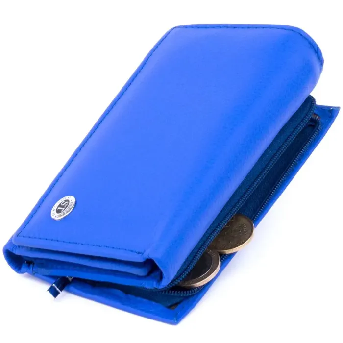 Кошелек горизонтальный с монетником на молнии женский ST Leather 19362 Синий