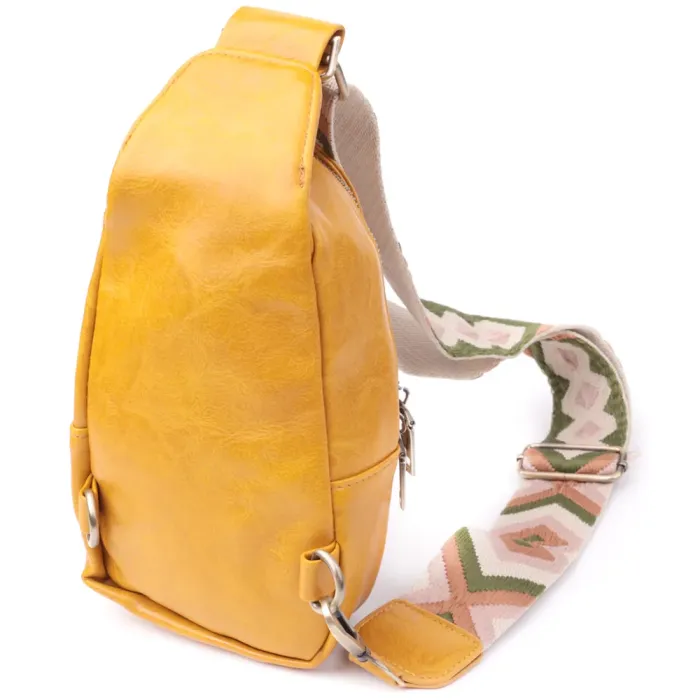Зручна жіноча слінг сумка через плече з екошкіри Vintage 15118 Жовтий
