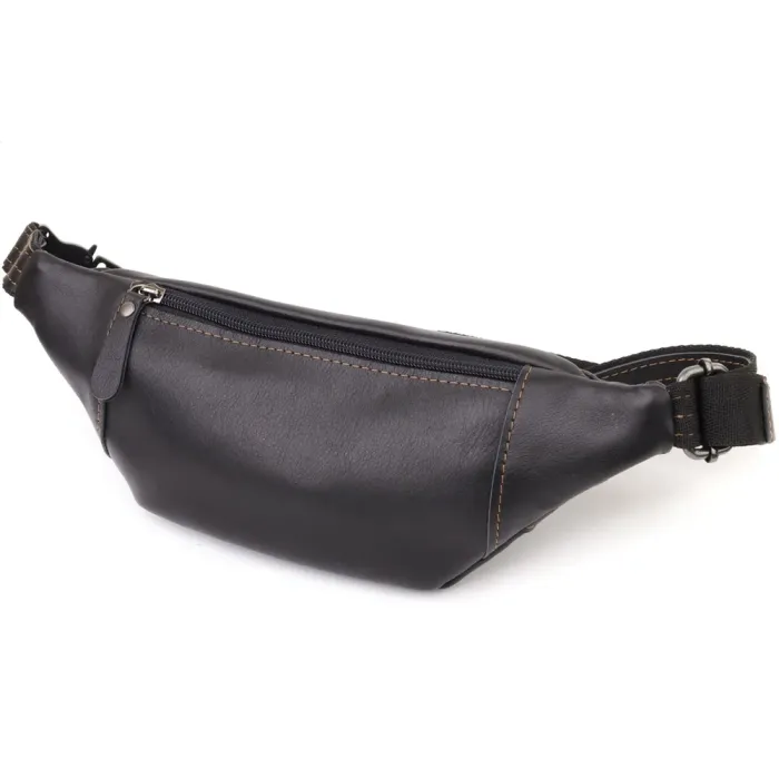 Чоловіча сумка-бананка з натуральної гладкої шкіри Shvigel 23125 Чорний