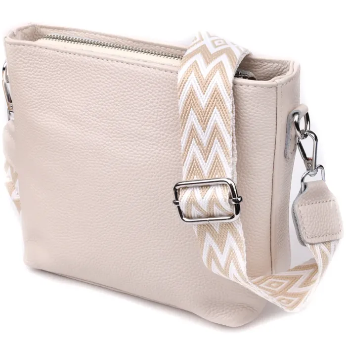 Повсякденна плечова сумка з натуральної шкіри Vintage 22915 Білий