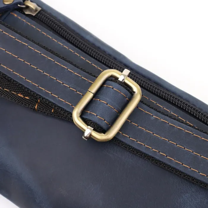 Красива сумка-бананка для чоловіків з натуральної vintage шкіри Shvigel 23123 Синій