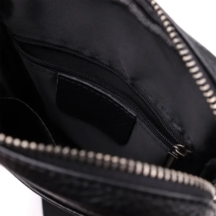 Компактна чоловіча сумка на плече з натуральної шкіри Vintage 23021 Чорний