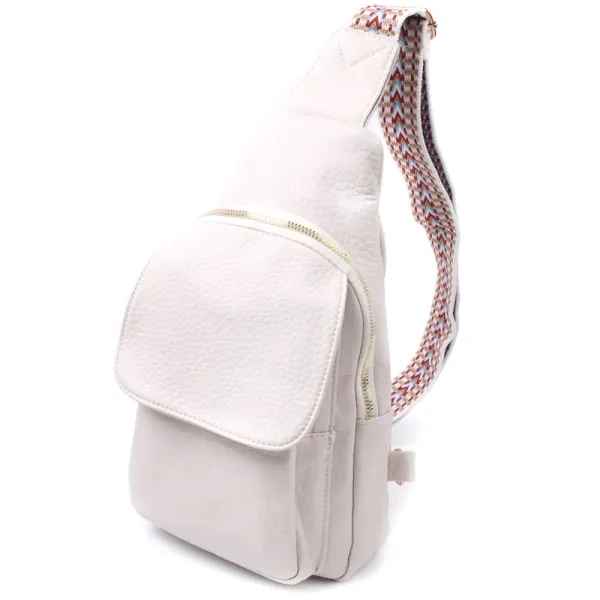 Популярна жіноча сумка з однією лямкою через плече з великозернистої екошкіри Vintage 22761 Молочний