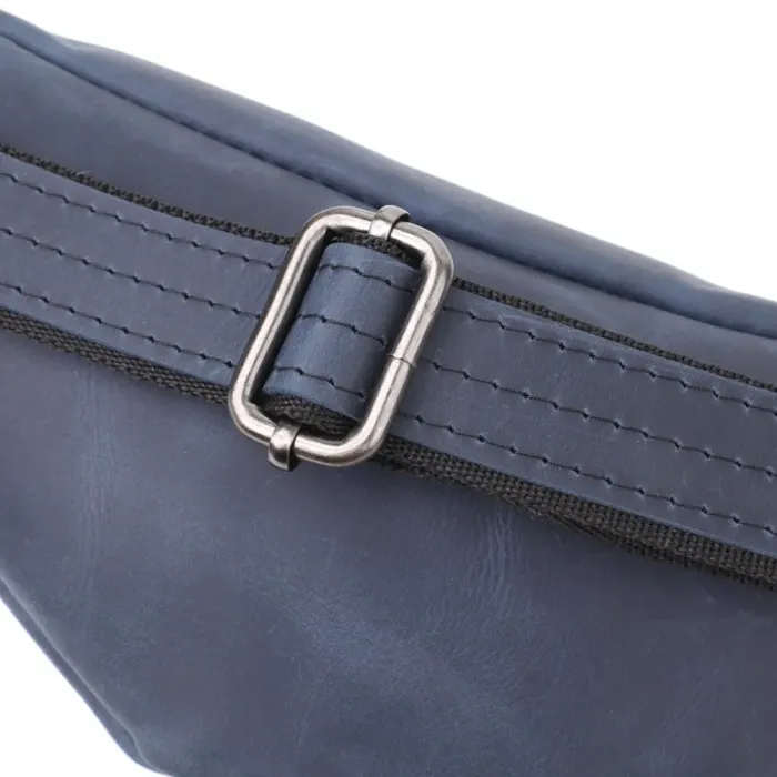 Чоловіча зручна бананка з натуральної вінтажної шкіри Shvigel 23132 Синій