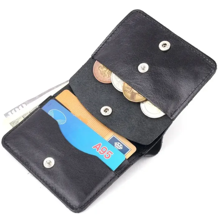 Невеликий шкіряний портмоне для чоловіків Shvigel 16606 Чорний