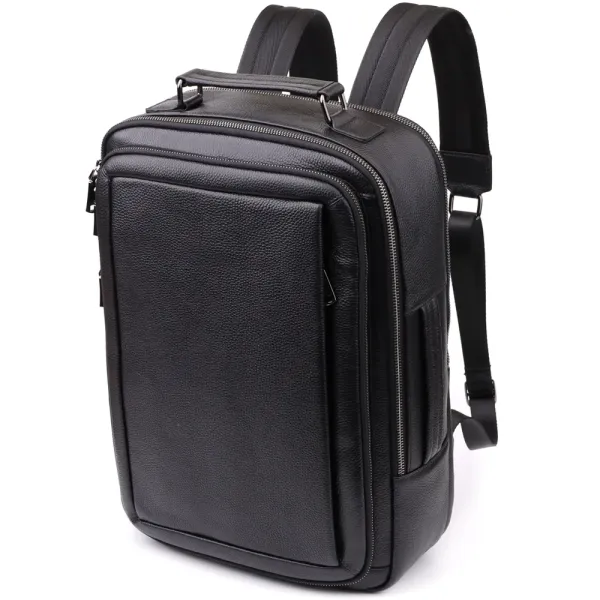 Багатофункціональний рюкзак для чоловіків з натуральної шкіри Vintage 23044 Чорний