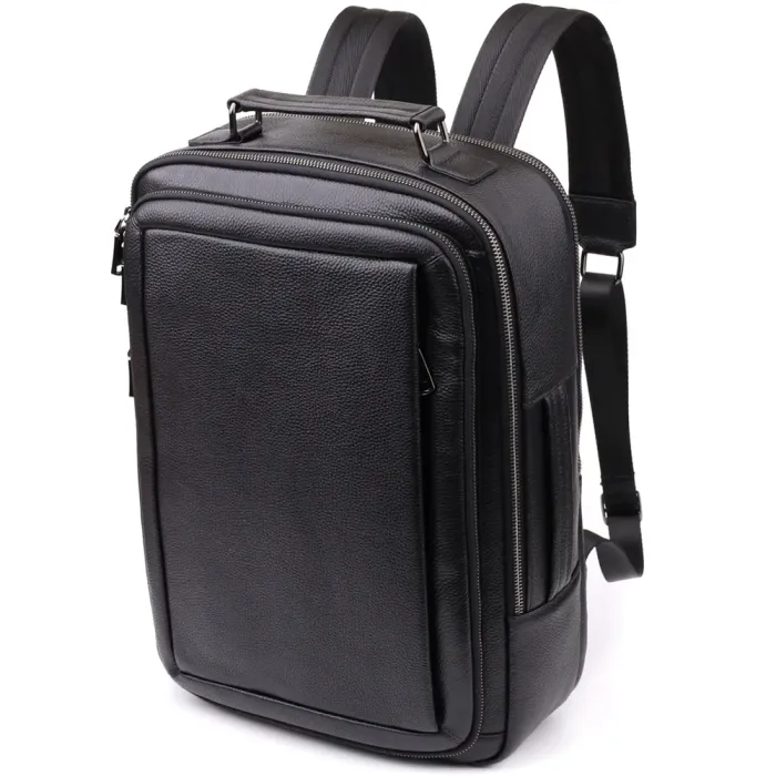 Багатофункціональний рюкзак для чоловіків з натуральної шкіри Vintage 23044 Чорний