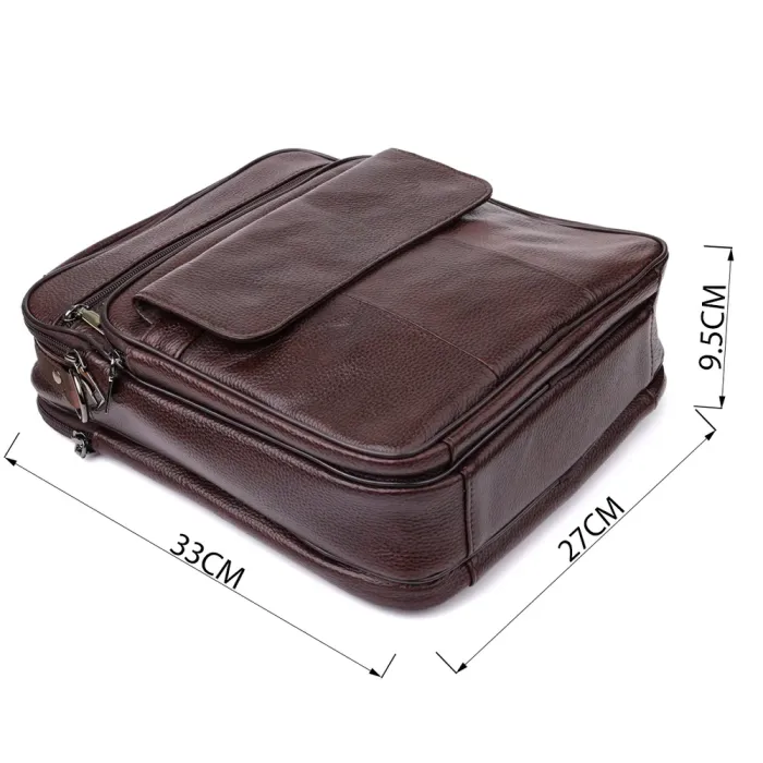 Практична чоловіча сумка з ручкою для перенесення в руці з натуральної шкіри Vintage 23024 Коричневий