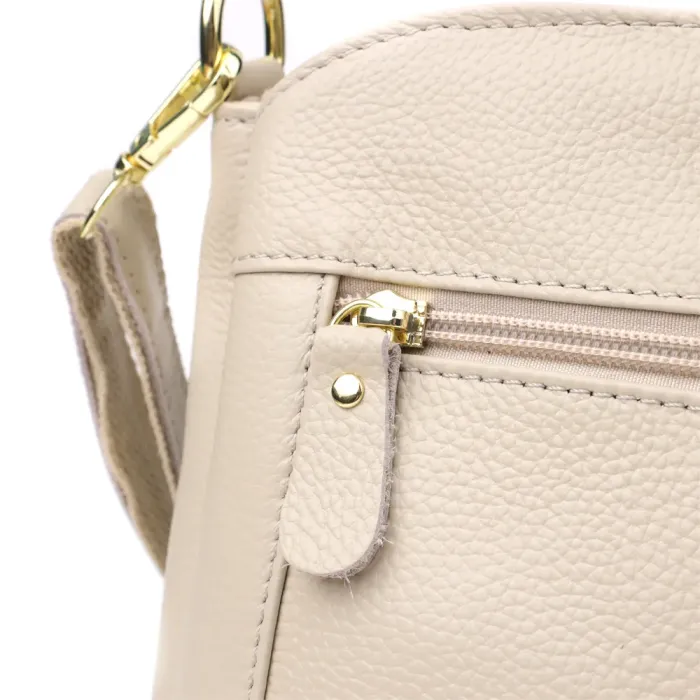 Зручна жіноча шкіряна сумка з трьома секціями Vintage 22980 Білий