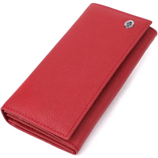 Яскравий вертикальний гаманець із натуральної шкіри ST Leather 23087 Червоний