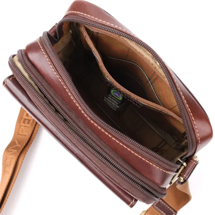 Чоловіча сумка з кишенями з гладкої натуральної шкіри Tony Perotti 20856_1 (9148-17 moro) Коричневий