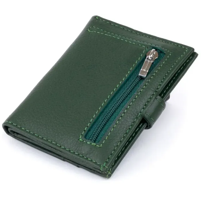 Кошелек-визитница на хлястике с кнопкой женский ST Leather 19229 Зеленый