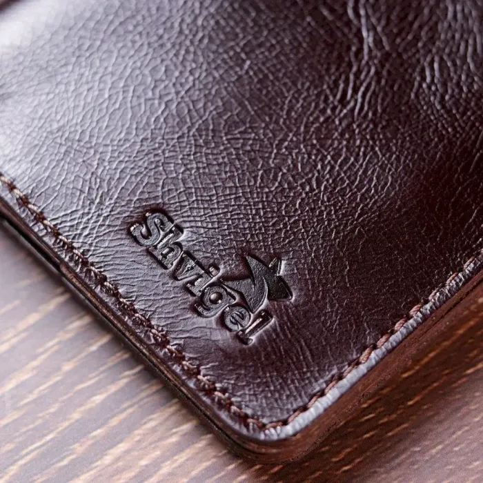 Стильное кожаное портмоне для мужчин Shvigel 16610 Коричневый