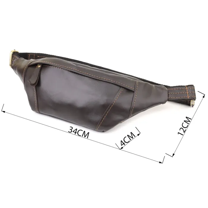 Чоловіча сумка-бананка компактного розміру з натуральної шкіри Shvigel 23126 Коричневий