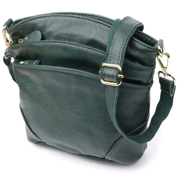 Компактна жіноча сумка з натуральної шкіри 15120 Vintage Зелений