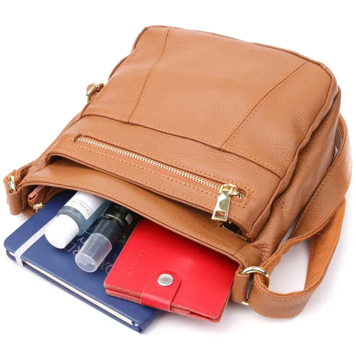 Зручна вертикальна сумка жіноча з натуральної шкіри 15125 Vintage Рудий