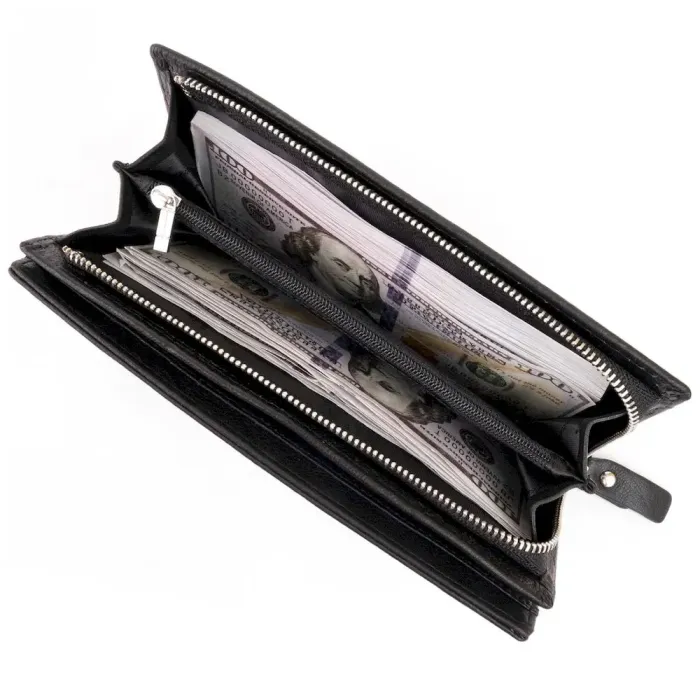Вертикальний гаманець шкіряний ST Leather 19274 Чорний