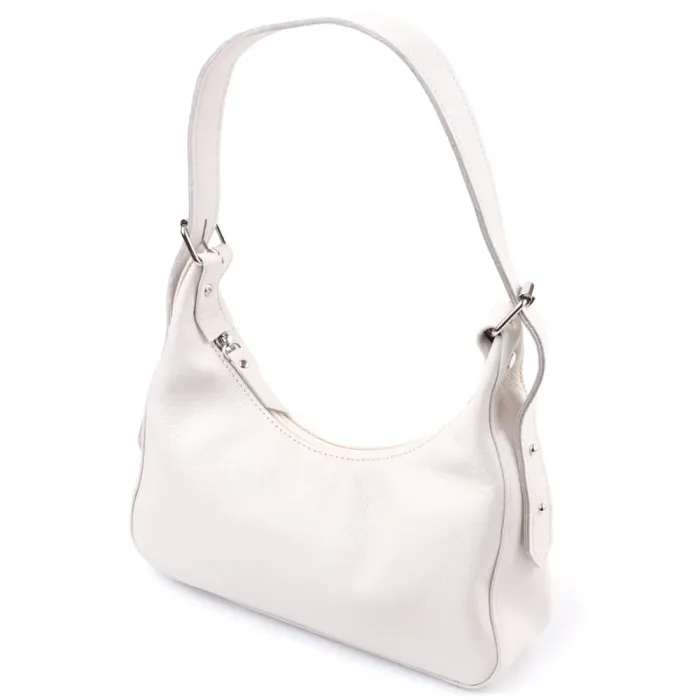 Сумка багет з регульованим ременем з натуральної шкіри Shvigel 22831 Бежева