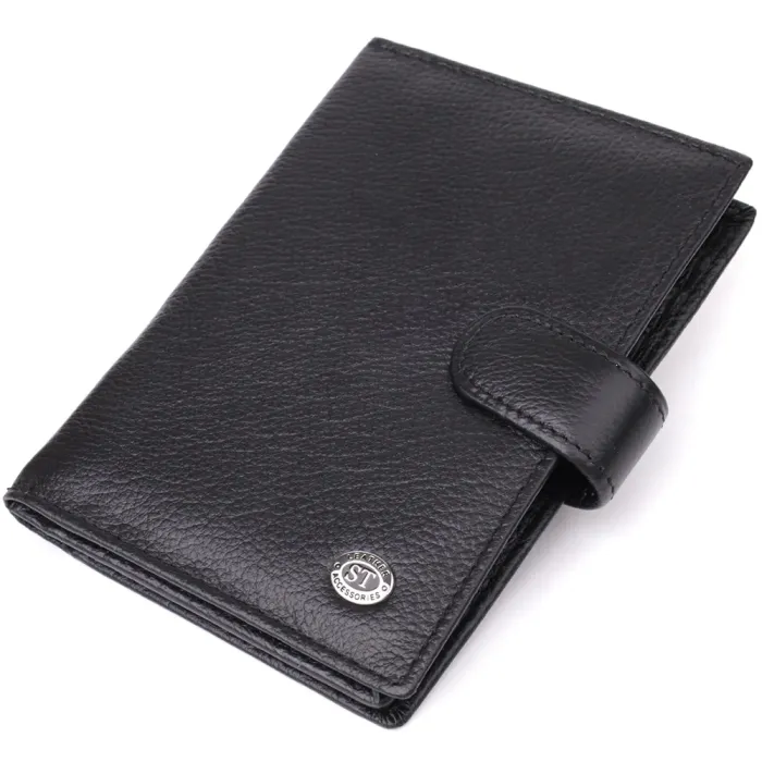 Містка обкладинка на документи унісекс з натуральної шкіри ST Leather 23116 Чорний