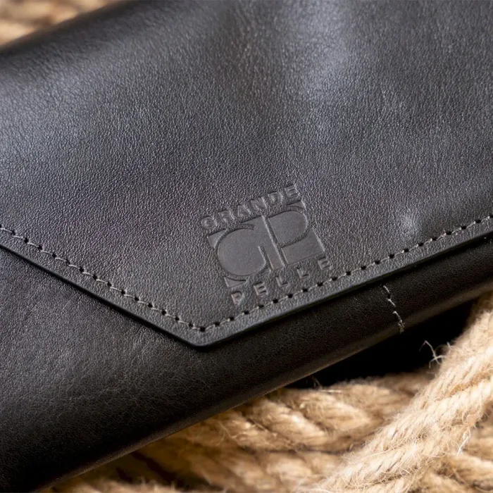 Горизонтальный клатч глянцевый на магните GRANDE PELLE 11316 Черный