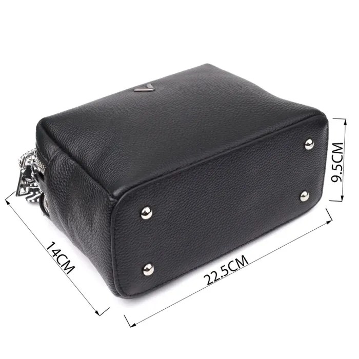 Жіноча сумка на два відділення з натуральної шкіри Vintage 22919 Чорний