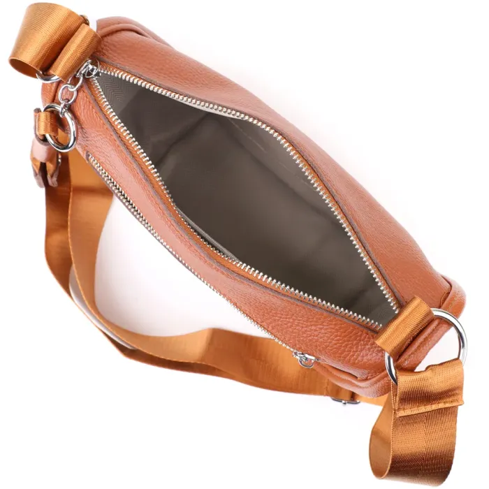 Зручна напівкругла сумка для жінок з натуральної шкіри Vintage 22906 Коричневий