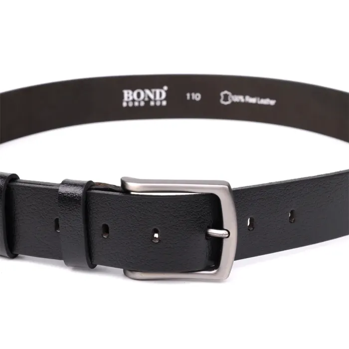 Надійний чоловічий ремінь із натуральної шкіри BOND 22950 Чорний