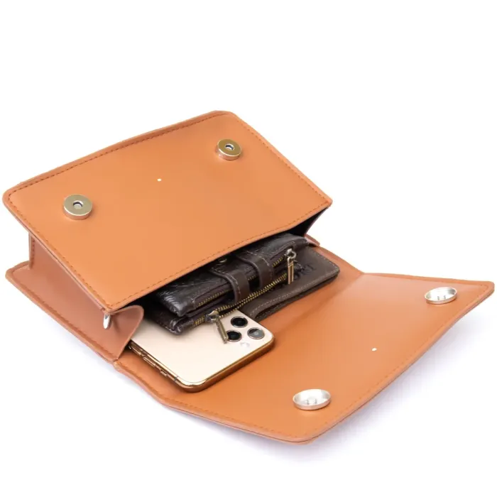 Горизонтальна м'яка сумка зі шкірозамінника Vintage 14909 Коричнева