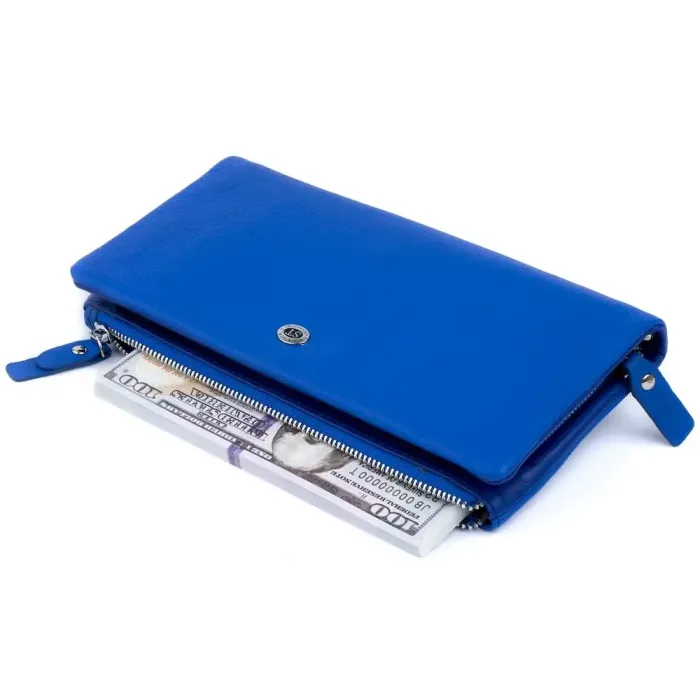 Кошелек-клатч из кожи с карманом для мобильного ST Leather 19312 Синий