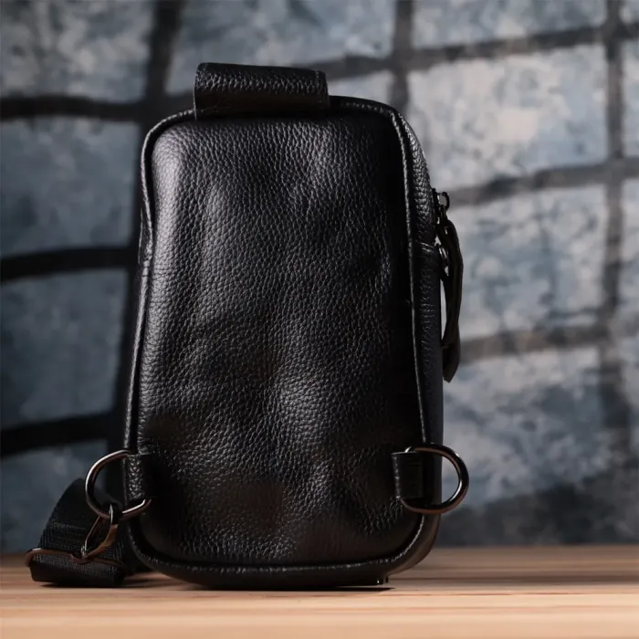 Невелика слінг сумка для чоловіків з натуральної шкіри Vintage 15105 Чорний