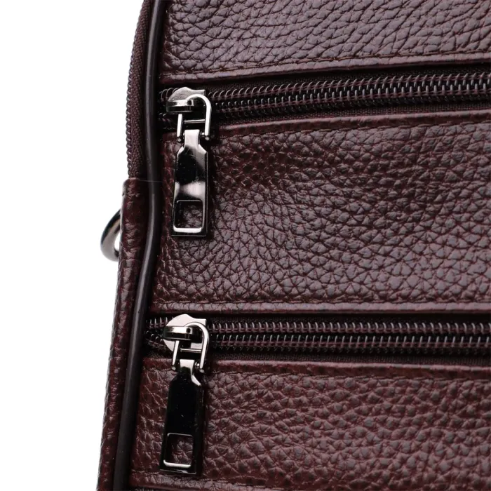 Практична чоловіча сумка з ручкою для перенесення в руці з натуральної шкіри Vintage 23024 Коричневий