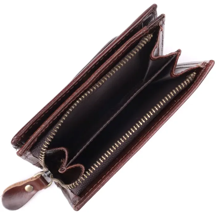 Вертикальний чоловічий гаманець із натуральної шкіри Vintage 15096 Коричневий