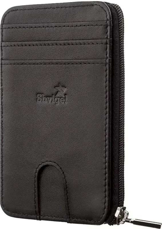 Тонкий компактний гаманець Shvigel 11126 із натуральної шкіри Чорний