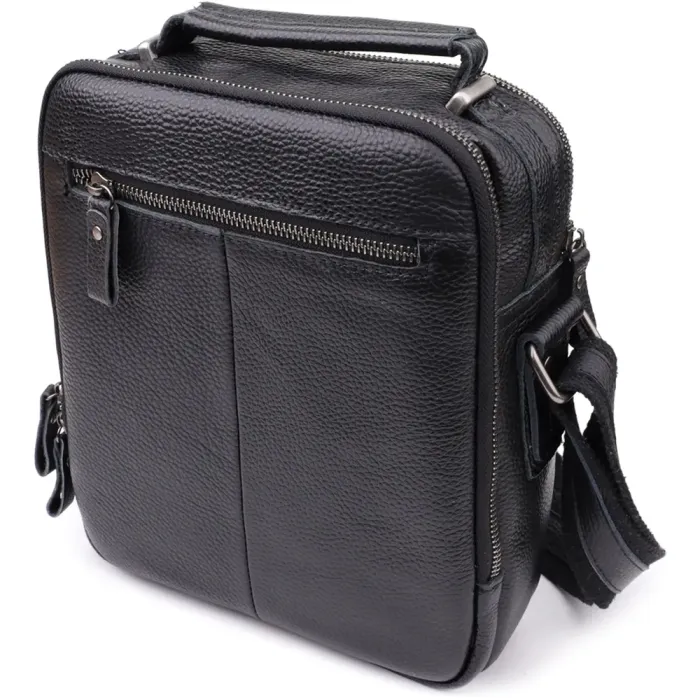 Ділова чоловіча сумка з ручкою для перенесення в руці з натуральної шкіри Vintage 23034 Чорний