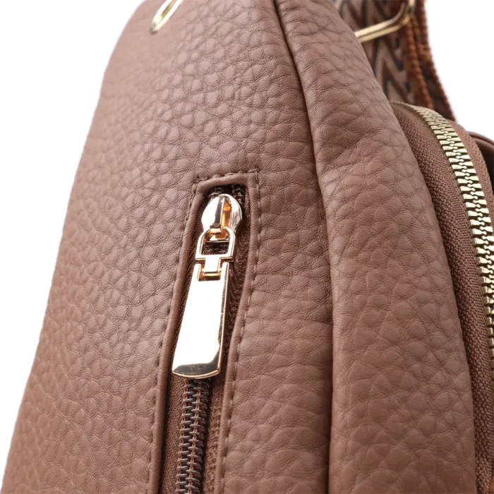 Практична жіноча сумка з однією лямкою через плече з великозернистої екошкіри Vintage 22764 Коричневий