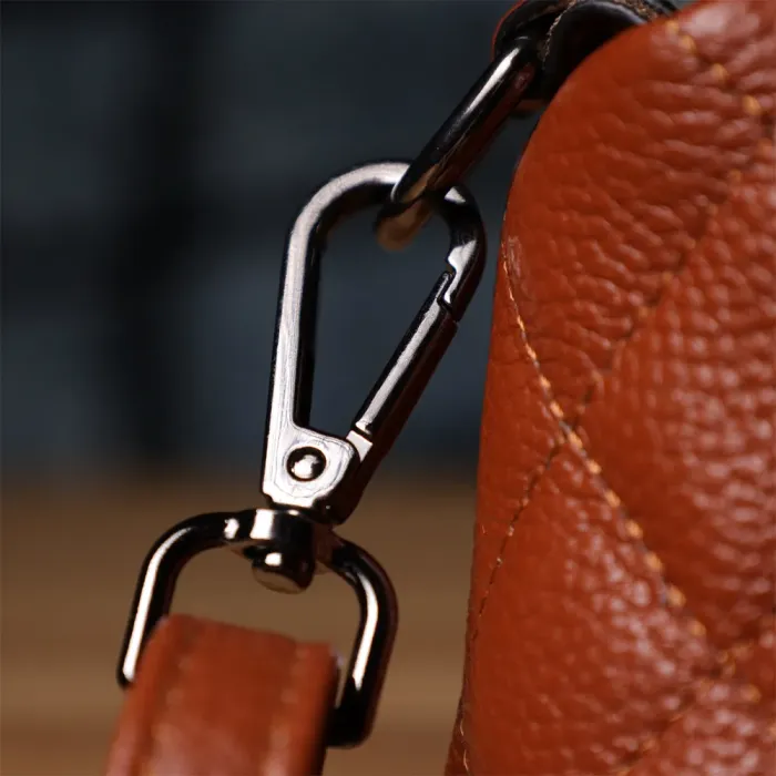 Жіноча сумка прошита модними ромбами з натуральної шкіри Vintage 15143 Рудий