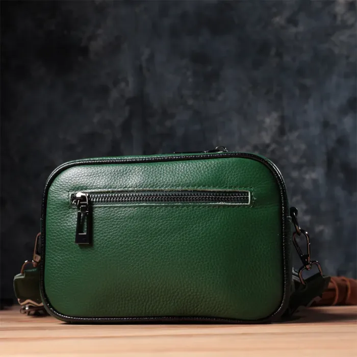 Стьобана жіноча сумка з натуральної шкіри 22857 Vintage Зелений