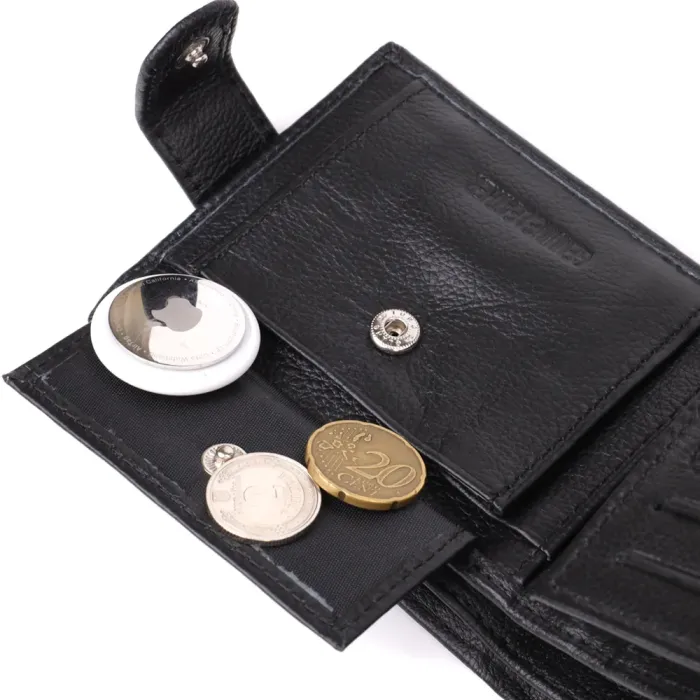 Місткий чоловічий гаманець горизонтального формату з натуральної шкіри ST Leather 23090 Чорний