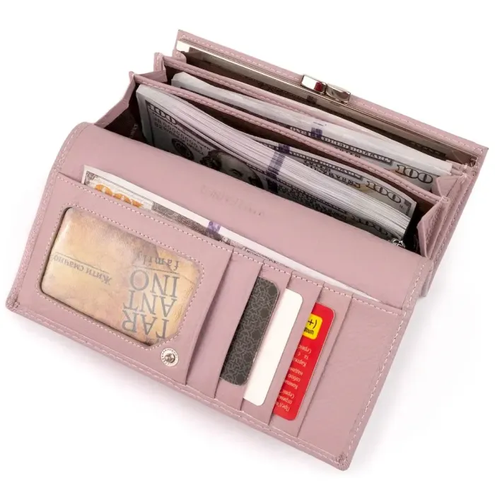 Гаманець шкіряний з механічною монетницею ST Leather 19276 Ліловий