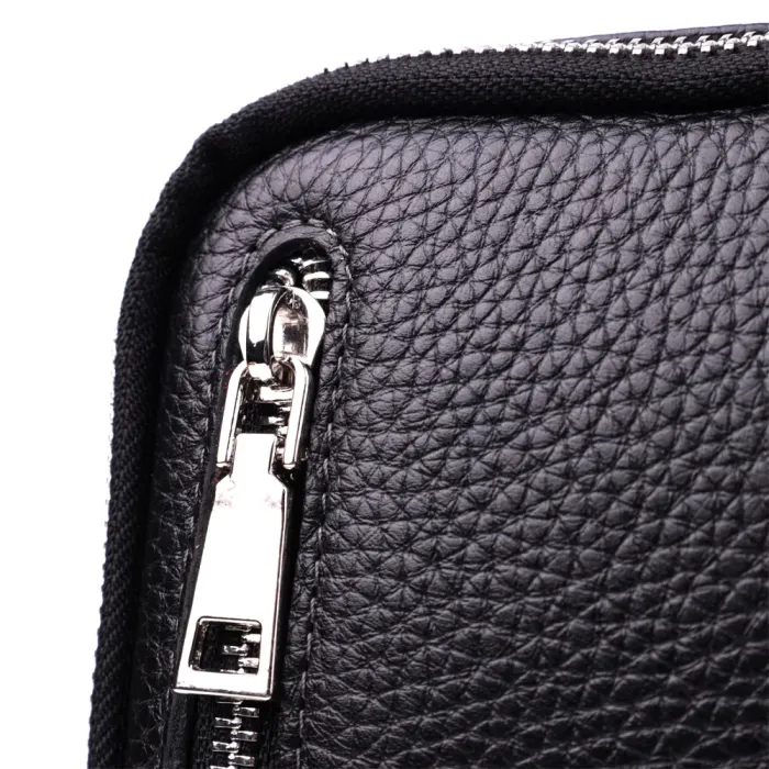 Прямокутна сумка бананка з якісної натуральної шкіри GRANDE PELLE 22877 Чорний