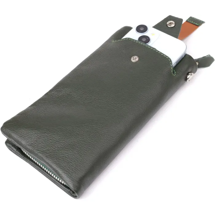 Стильний гаманець для жінок з відділенням під телефон ST Leather 23103 Зелений