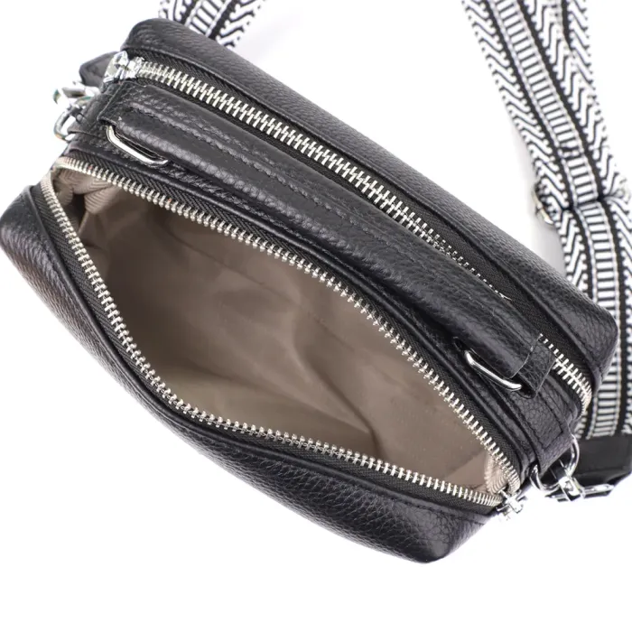 Жіноча сумка на два відділення з натуральної шкіри Vintage 22919 Чорний