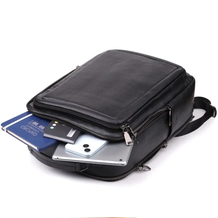 Багатофункціональний рюкзак для чоловіків з натуральної шкіри Vintage 23044 Чорний