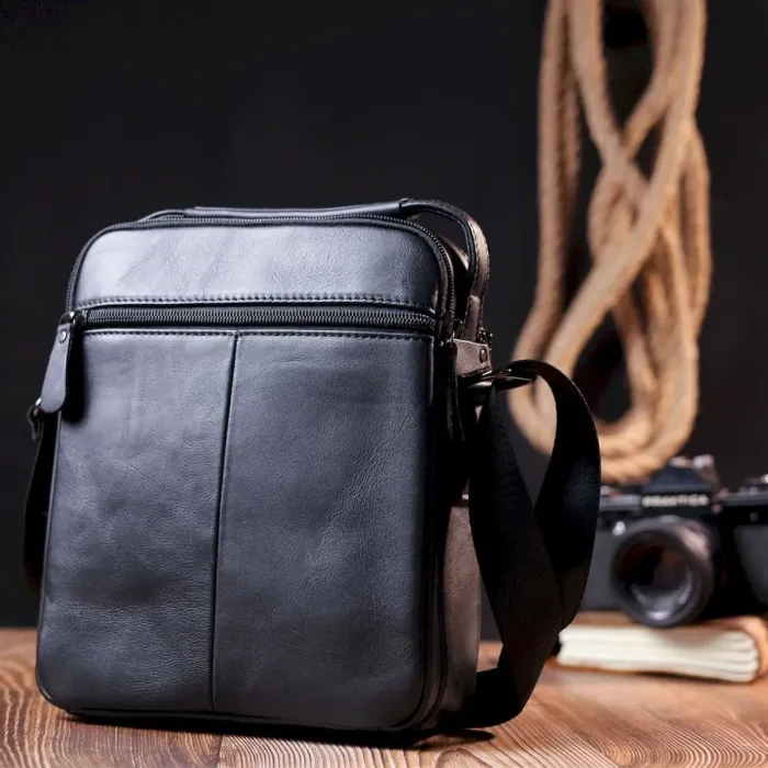 Сумка чоловіча Vintage 20826 шкіряна Чорний