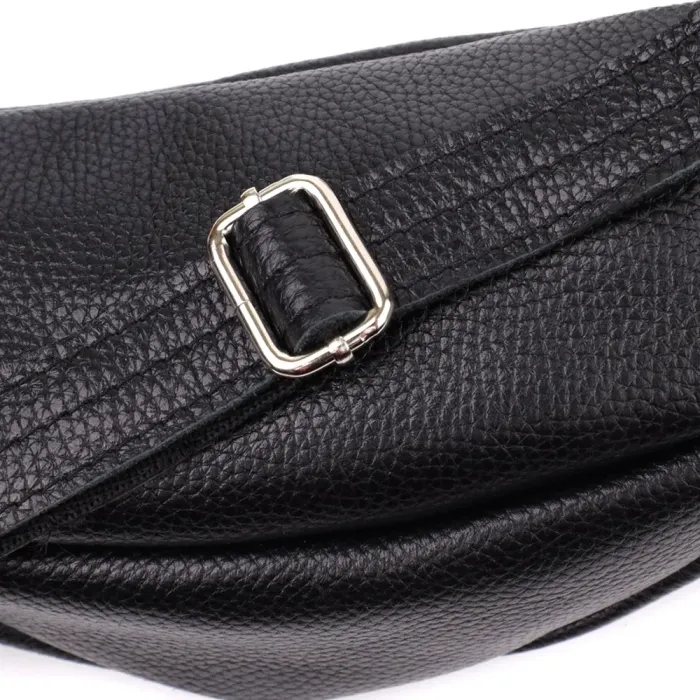 Відмінна сумка бананка із зернистої натуральної шкіри Shvigel 23145 Чорний