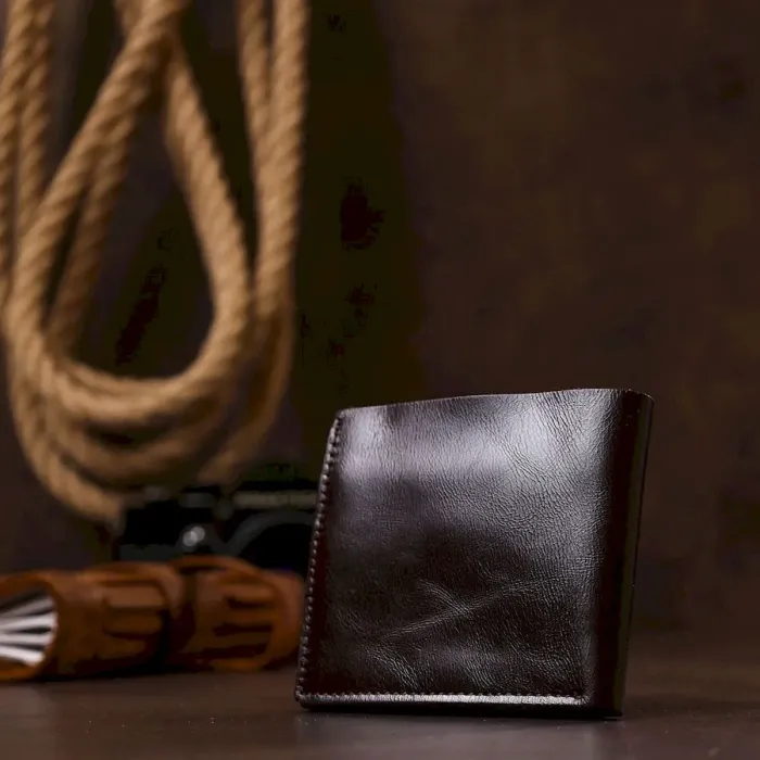 Шкіряне чоловіче портмоне Shvigel 16443 Коричневий