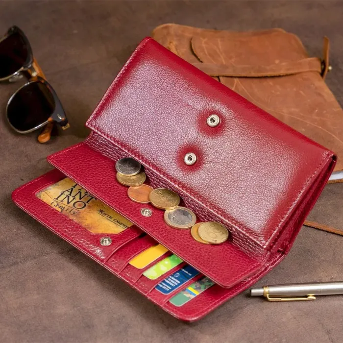 Гаманець шкіряний у дві додавання жіночий ST Leather 19288 Бордовий