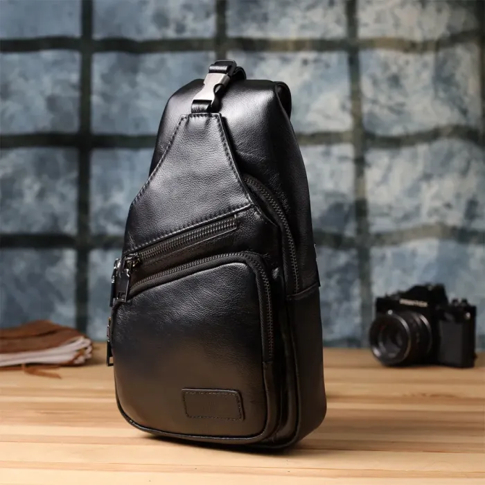 Чоловічі сумки через плече з натуральної шкіри Vintage 23048 Чорний