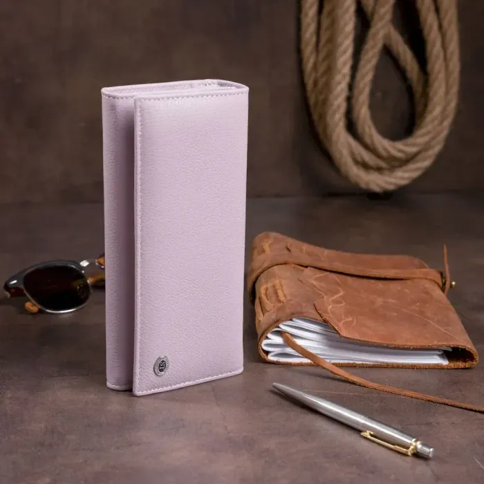 Гаманець шкіряний з механічною монетницею ST Leather 19276 Ліловий